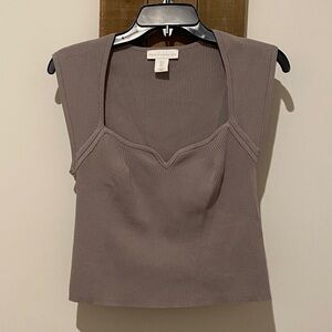 House of Harlow 1960 Ribbed Gray Tank Top